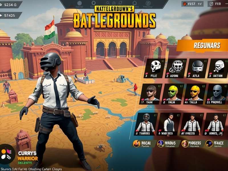 PUBG Curry Warrior gameplay screenshot showing Indian-themed map